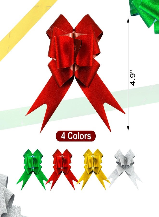 Quacc 40 PCS Mini Xmas Gift Wrapping Pull Bows, Decorative Pull Ribbon Bows for Christmas New Year Valentine's Day Birthday Present Hampers Wedding Car Decoration Bow - 4 Colors - Image 2